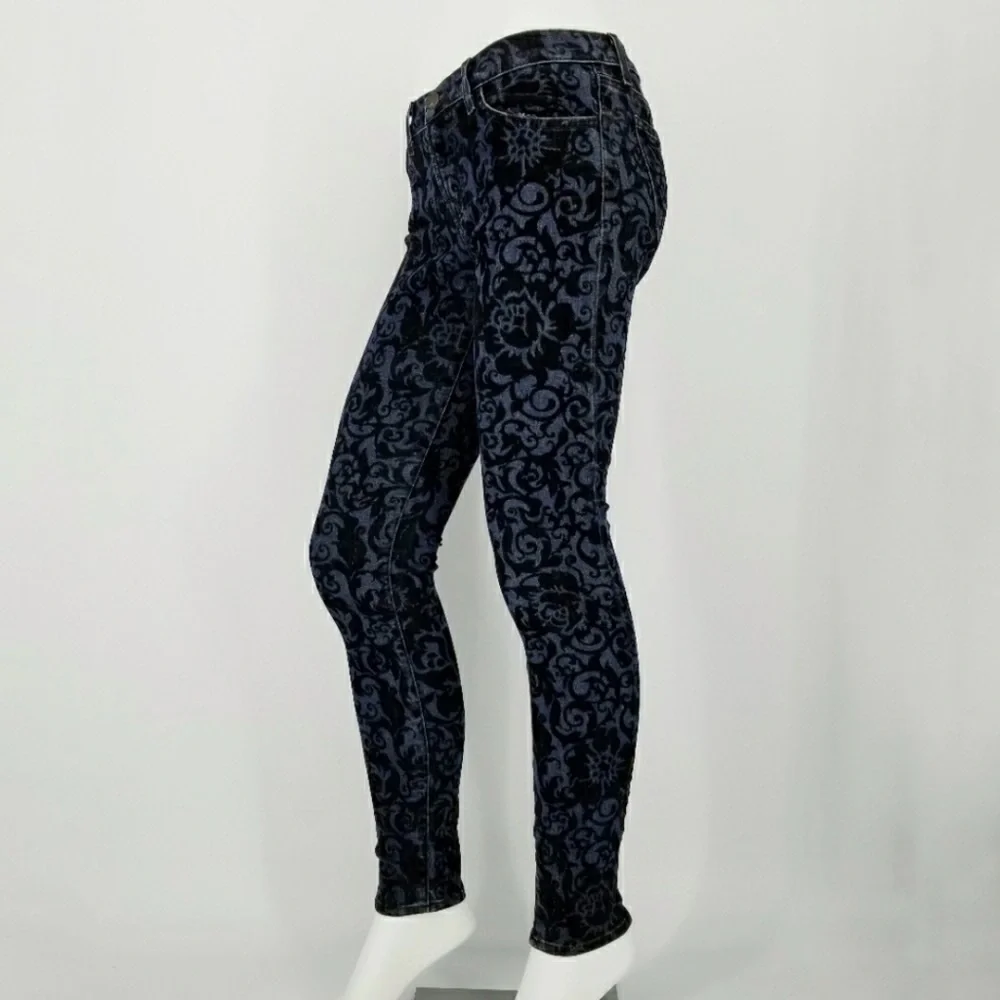 J Brand Skinny Leg Black Brocad Jean - Picture 4 of 10